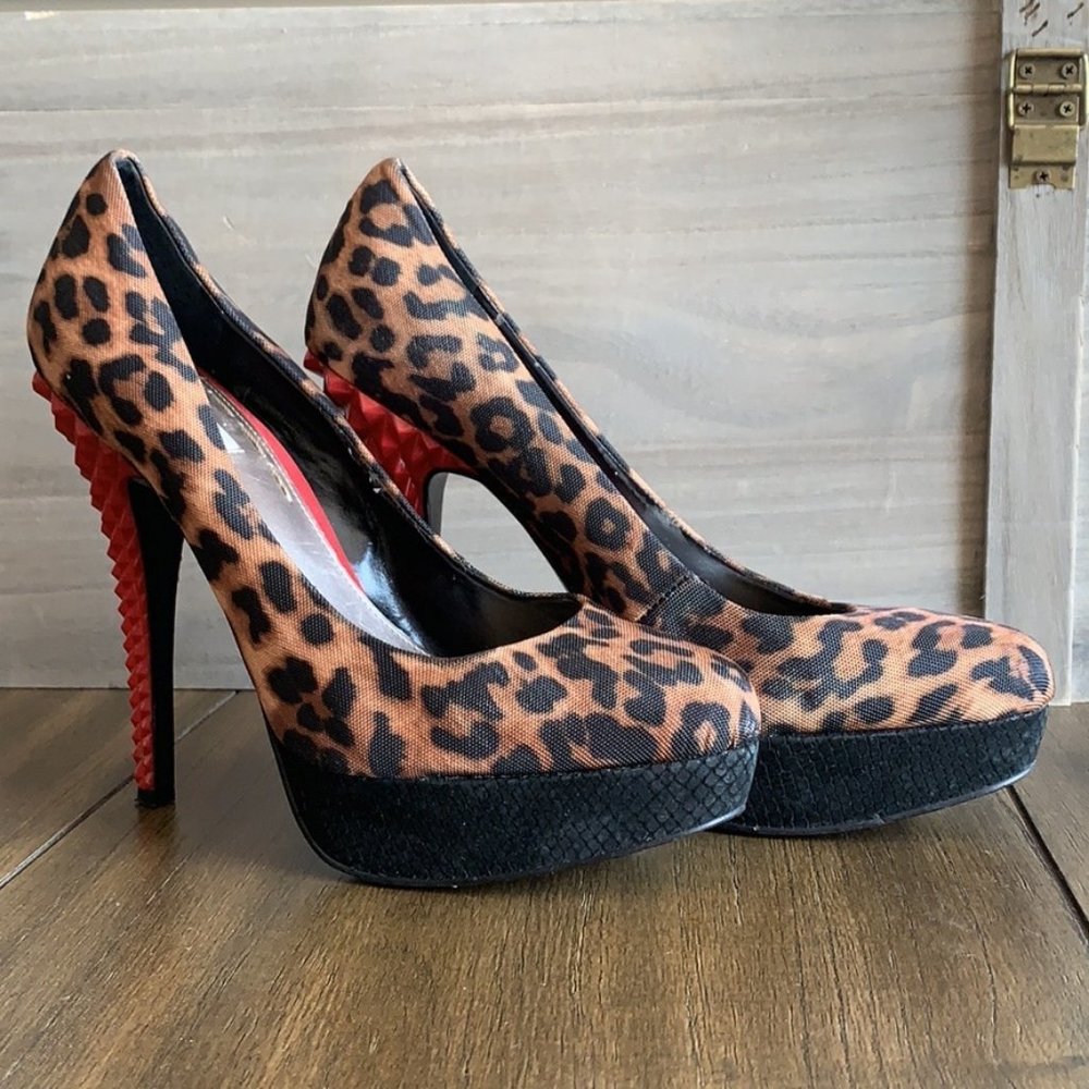 Rachel by Rachel Roy Kimi Leopard Spiked Heels - 7